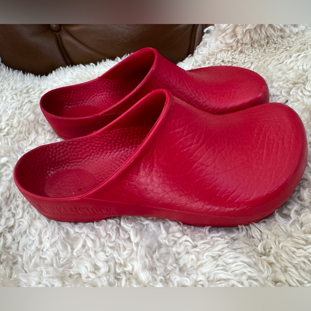 Birkenstock Super Birki Red Clogs Slip On Waterproof Shoes Size 35